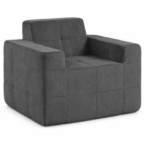 Boneless Single Sofa Chair Cloud Sofa with Terry Cloth Upholstery-Grey