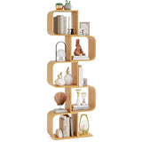 5-Tier S-Shaped Bookcase with 5 Open Cubes for Living Room-Natural