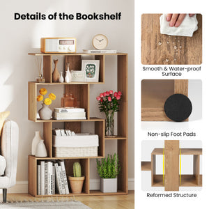 47 Inch 6-Cube Open-back Geometric Bookshelf for Bedroom Living Room-Natural