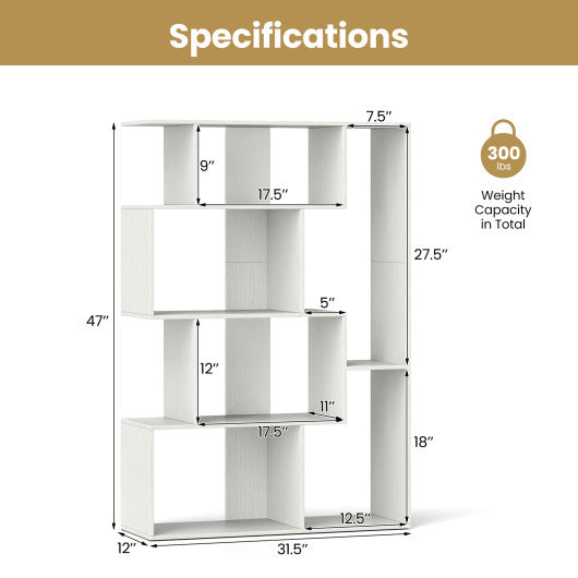 47 Inch 6-Cube Open-back Geometric Bookshelf for Bedroom Living Room-White