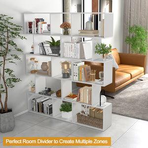 5-Tier Bookshelf with Anti-Toppling Device for Living Room Home Office-White