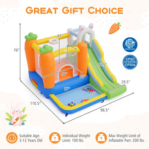 Bounce House for Kids 3-12 with Climbing Wall and 480W Blower for Backyard Party