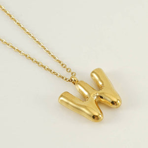 Bubble Shape Initials 18K Gold Plated Pendant Necklace | Alphabet Letter Charm Necklace