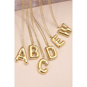 Bubble Shape Initials 18K Gold Plated Pendant Necklace | Alphabet Letter Charm Necklace