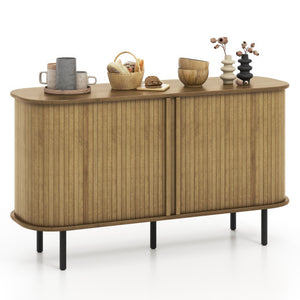 47" Sideboard Buffet Cabinet with Adjustable Shelves for Kitchen Dining Room Living Room Entryway-Oak