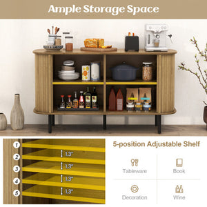 47" Sideboard Buffet Cabinet with Adjustable Shelves for Kitchen Dining Room Living Room Entryway-Oak