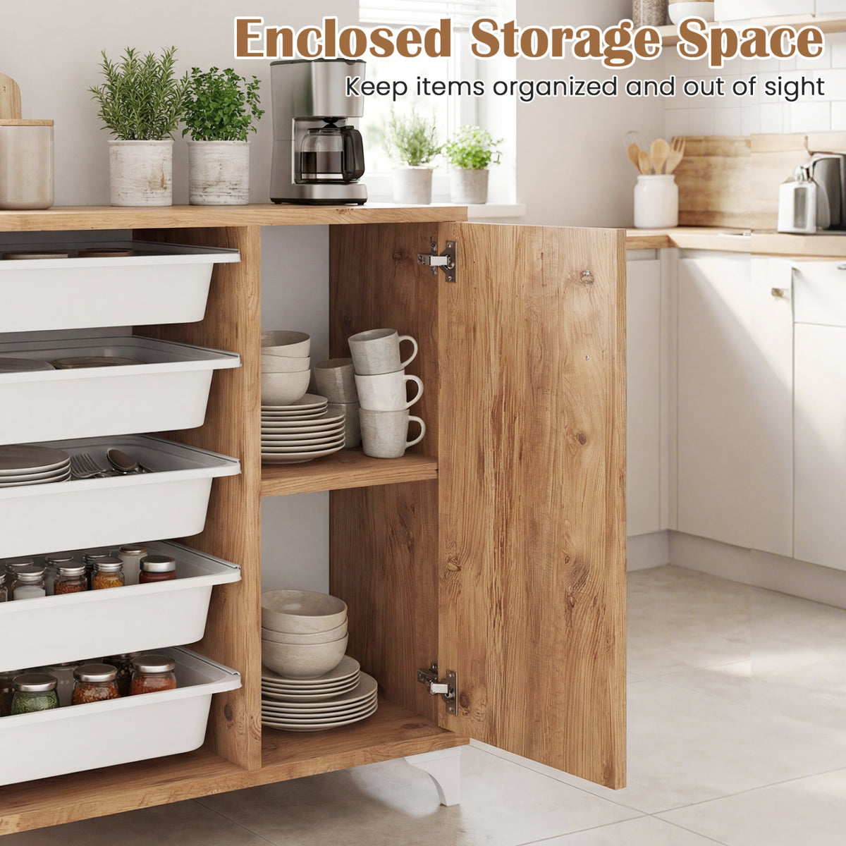 Buffet Cabinet Sideboard with Storage and Removable Drawers