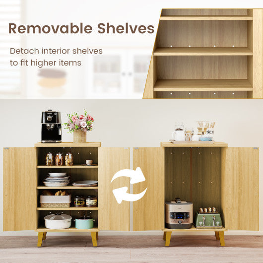 40 Inch Modern Kitchen Sideboard Buffet Cabinet with 2 Drawers and Adjustable Shelf-White