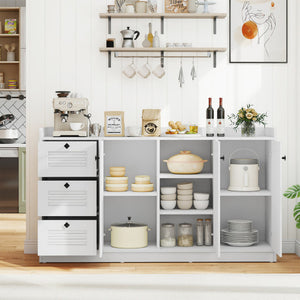 Buffet Cabinet with Storage Modern Sideboard Cabinet with 3 Doors-White