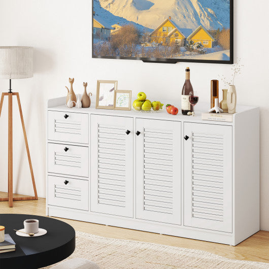 Buffet Cabinet with Storage Modern Sideboard Cabinet with 3 Doors-White