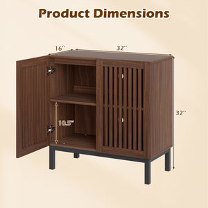 Buffet Cabinet with Storage 32" Wooden Sideboard Coffee Bar Station-Walnut