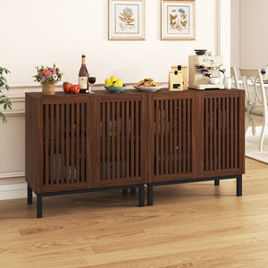 Buffet Cabinet with Storage 32" Wooden Sideboard Coffee Bar Station-Walnut