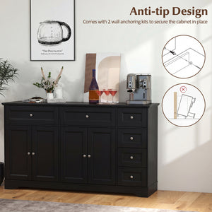 Buffet Sideboard 59" Modern Coffee Bar Station Console Table-Black
