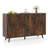 Buffet Sideboard Mid Century Modern Storage Cabinet with Adjustable Shelves-Rustic Brown