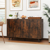Buffet Sideboard Mid Century Modern Storage Cabinet with Adjustable Shelves-Rustic Brown