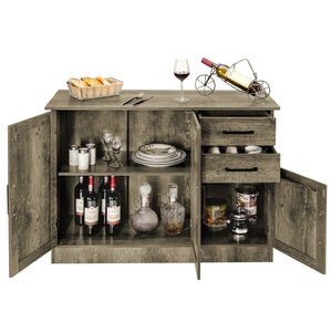 Buffet Storage Cabinet Kitchen Sideboard with 2 Drawers-Gray