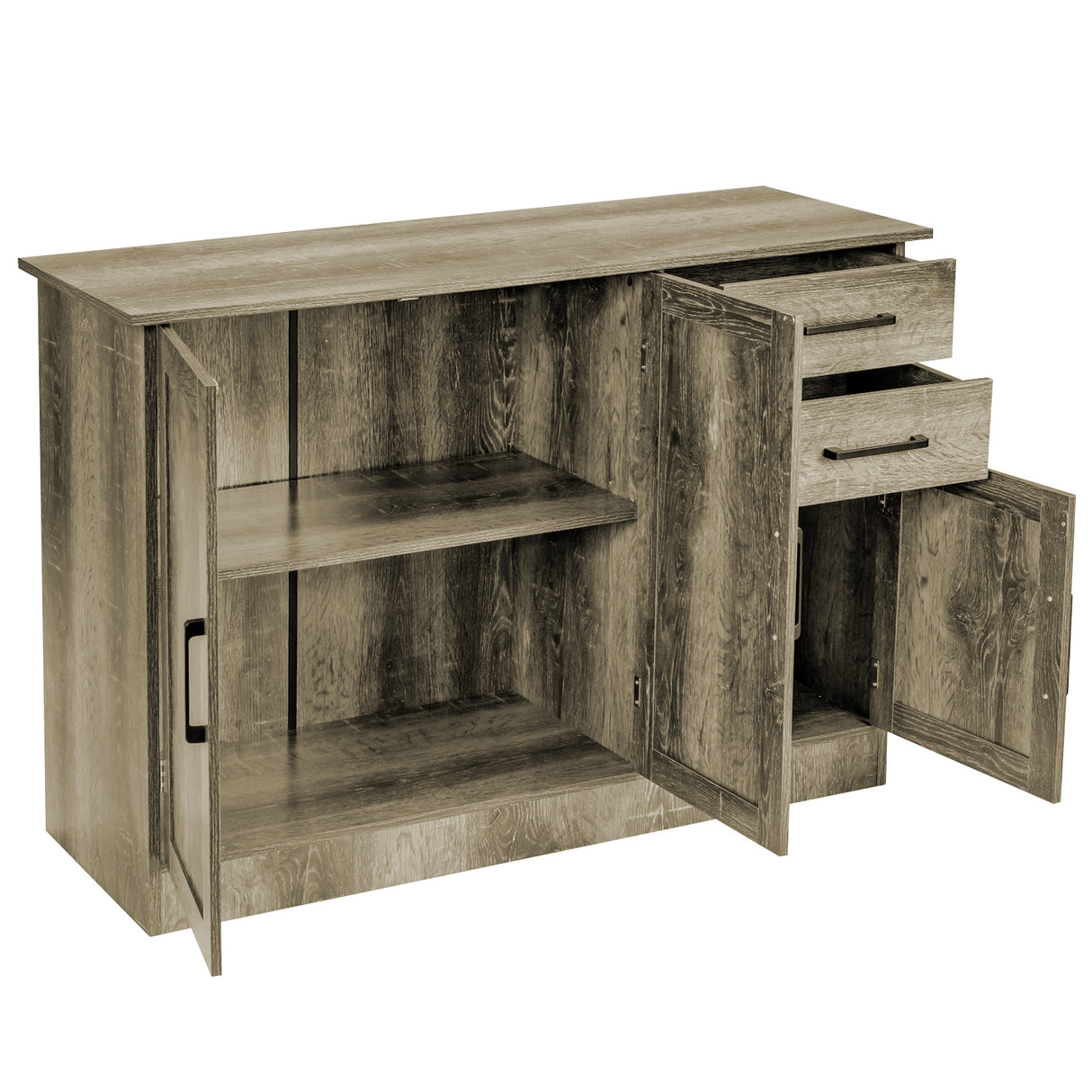Buffet Storage Cabinet Kitchen Sideboard with 2 Drawers-Gray