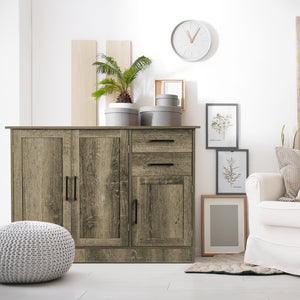 Buffet Storage Cabinet Kitchen Sideboard with 2 Drawers-Gray