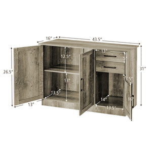Buffet Storage Cabinet Kitchen Sideboard with 2 Drawers-Gray