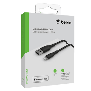 Belkin Boost Up Charge USB A to Apple Lightning Braided Cable 3ft Black by Belkin