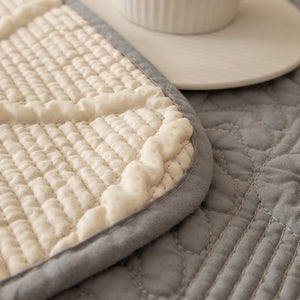 Geometric Textured Cotton Quilted Sofa Cover, Non-Slip Washable Couch Protector