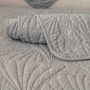 Embossed Leaf Cotton Quilted Sofa Cover Non-Slip Couch Protector with Thick Padding