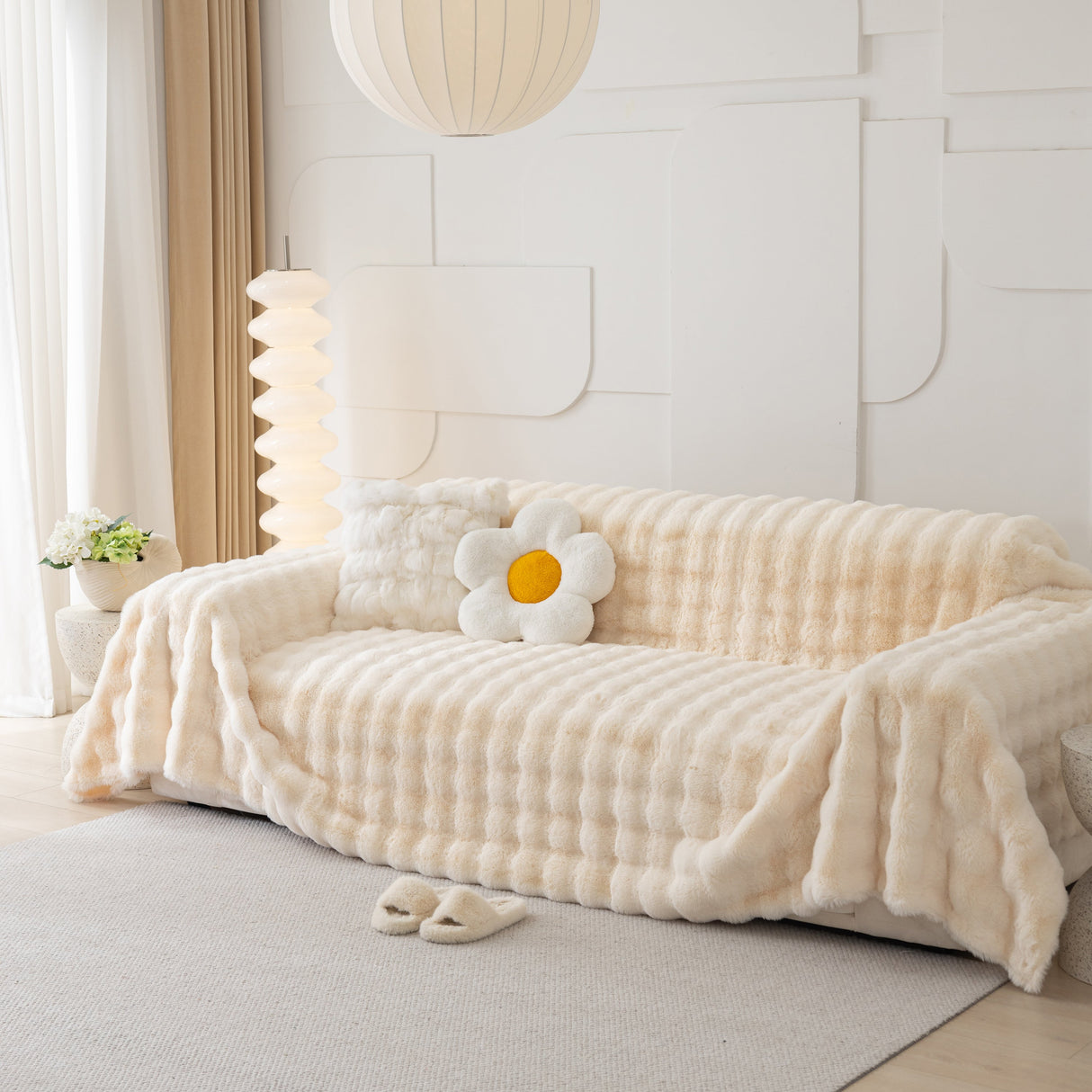 Faux Rabbit Fur Throws for Sofas, Stylish Throw Blankets for Couch and Couch Throw Cover