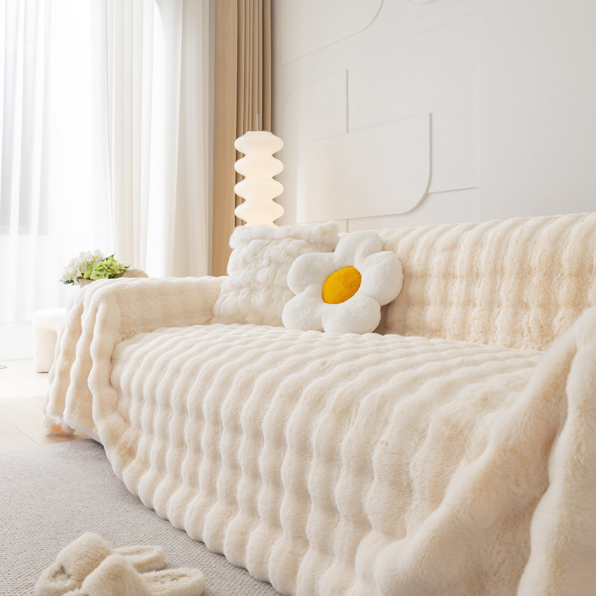 Faux Rabbit Fur Throws for Sofas, Stylish Throw Blankets for Couch and Couch Throw Cover