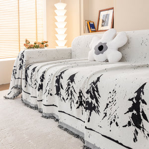 Stylish Chenille Pine Tree Couch Cover Blanket on Sectional Sofa, Universal Cat Proof Furniture Covers