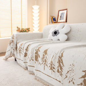 Stylish Chenille Pine Tree Couch Cover Blanket on Sectional Sofa, Universal Cat Proof Furniture Covers