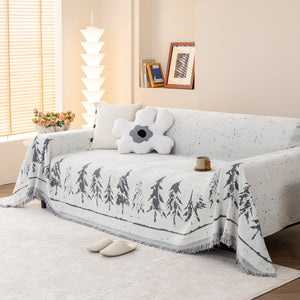 Stylish Chenille Pine Tree Couch Cover Blanket on Sectional Sofa, Universal Cat Proof Furniture Covers