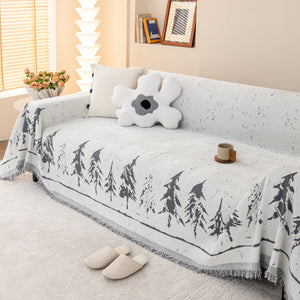 Stylish Chenille Pine Tree Couch Cover Blanket on Sectional Sofa, Universal Cat Proof Furniture Covers