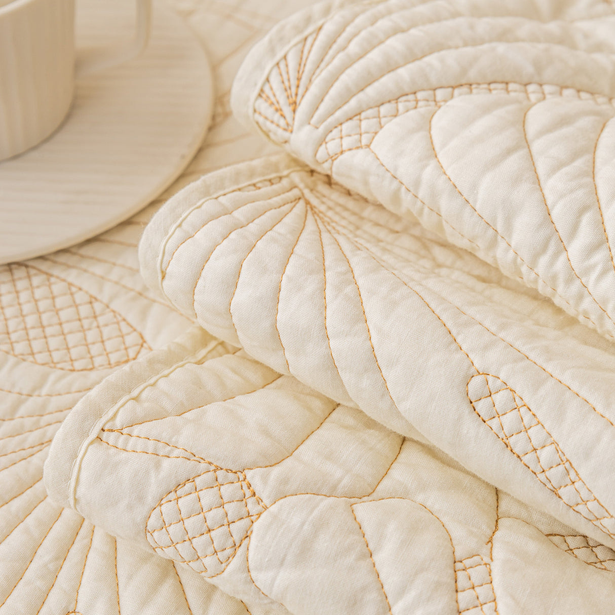 Embossed Leaf Cotton Quilted Sofa Cover Non-Slip Couch Protector with Thick Padding