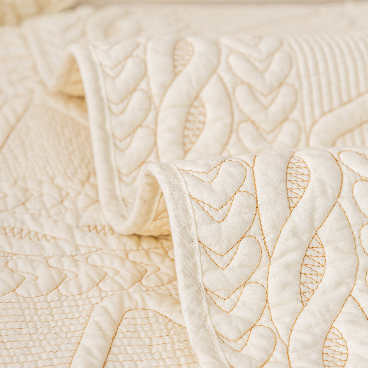 Geometric Textured Cotton Quilted Sofa Cover, Non-Slip Washable Couch Protector