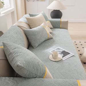 Modular Sofa Cover for Sectionals, Gold Striped Non-Slip Couch Protector