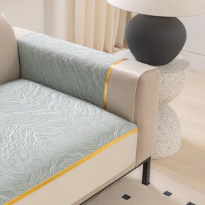 Modular Sofa Cover for Sectionals, Gold Striped Non-Slip Couch Protector