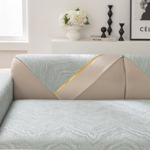 Modular Sofa Cover for Sectionals, Gold Striped Non-Slip Couch Protector