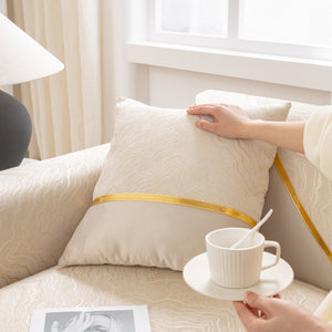 Modular Sofa Cover for Sectionals, Gold Striped Non-Slip Couch Protector