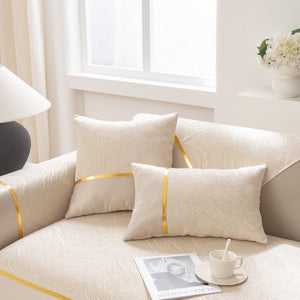 Modular Sofa Cover for Sectionals, Gold Striped Non-Slip Couch Protector