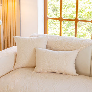 Leaf Vein Textured Cotton Quilted Sofa Slipcover, Non-Slip Modular Couch Covers