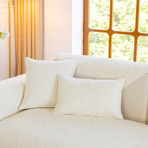 Leaf Vein Textured Cotton Quilted Sofa Slipcover, Non-Slip Modular Couch Covers