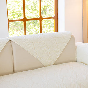 Leaf Vein Textured Cotton Quilted Sofa Slipcover, Non-Slip Modular Couch Covers