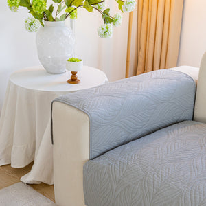 Leaf Vein Textured Cotton Quilted Sofa Slipcover, Non-Slip Modular Couch Covers
