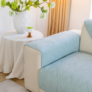 Leaf Vein Textured Cotton Quilted Sofa Slipcover, Non-Slip Modular Couch Covers