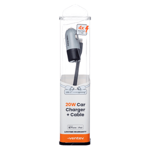 Ventev 20W USB C PD Car Charger and C to Apple Lightning Cable by Ventev