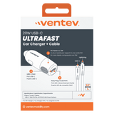 Ventev 20W ULTRAFAST USB C Universal Car Charger and USB C to Apple Lightning Cable by Ventev
