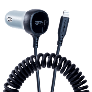Ventev 12W USB A Car Charger w/ attached 15W LTG Cord by Ventev