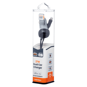 Ventev 12W USB A Car Charger w/ attached 15W LTG Cord by Ventev