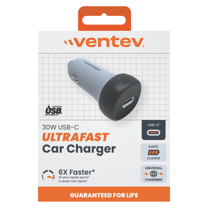 Ventev 30W USB C PPS Car Charger - Dark Gray - Box by Ventev