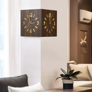 Sounds Activated Backlit Wooden Wall Clock Corner Clock